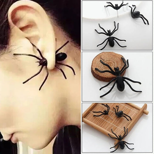 3D Creepy Black Spider Ear Stud Earrings