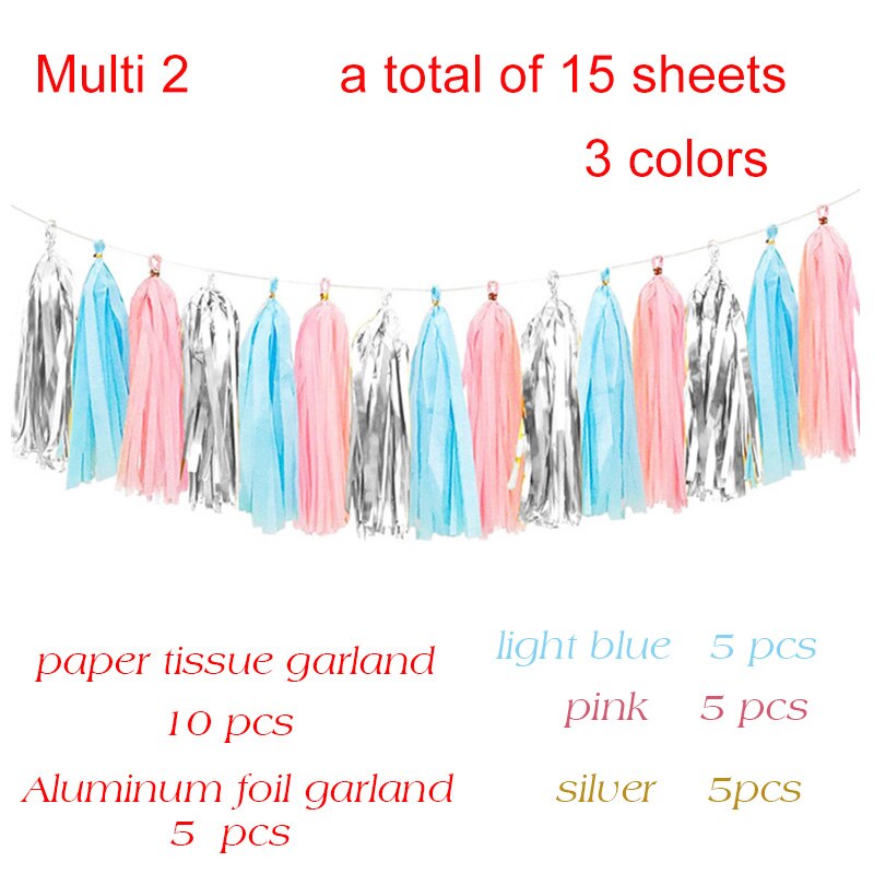 20pieces Multicolor Tissue Paper Tassel Garland