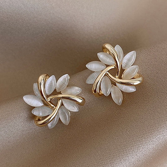 Flower Zircon Stud Earrings Christmas Jewelry Gifts