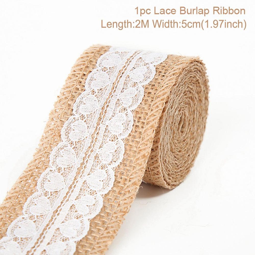 Jute Burlap Rolls Hessian Ribbon With White Lace