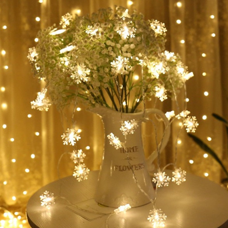 LED Garland Holiday Snowflakes String Fairy Light