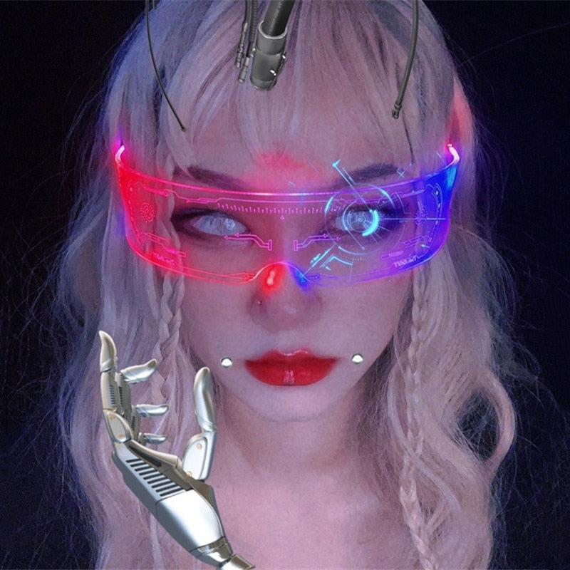 LED Luminous Sunglasses Vintage Punk Goggles