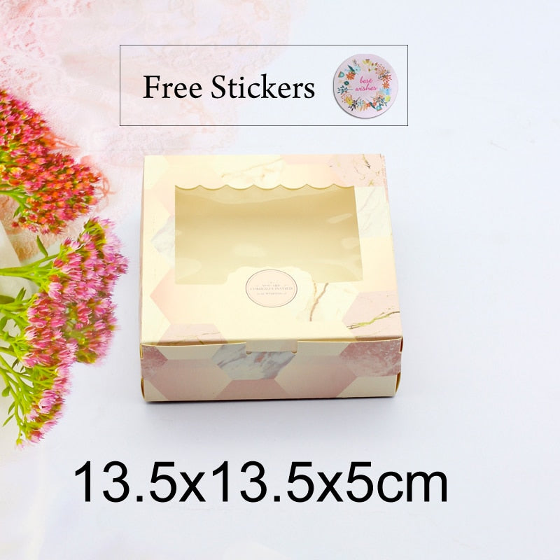 Paper Gift Box With Window Pink Marble Packaging