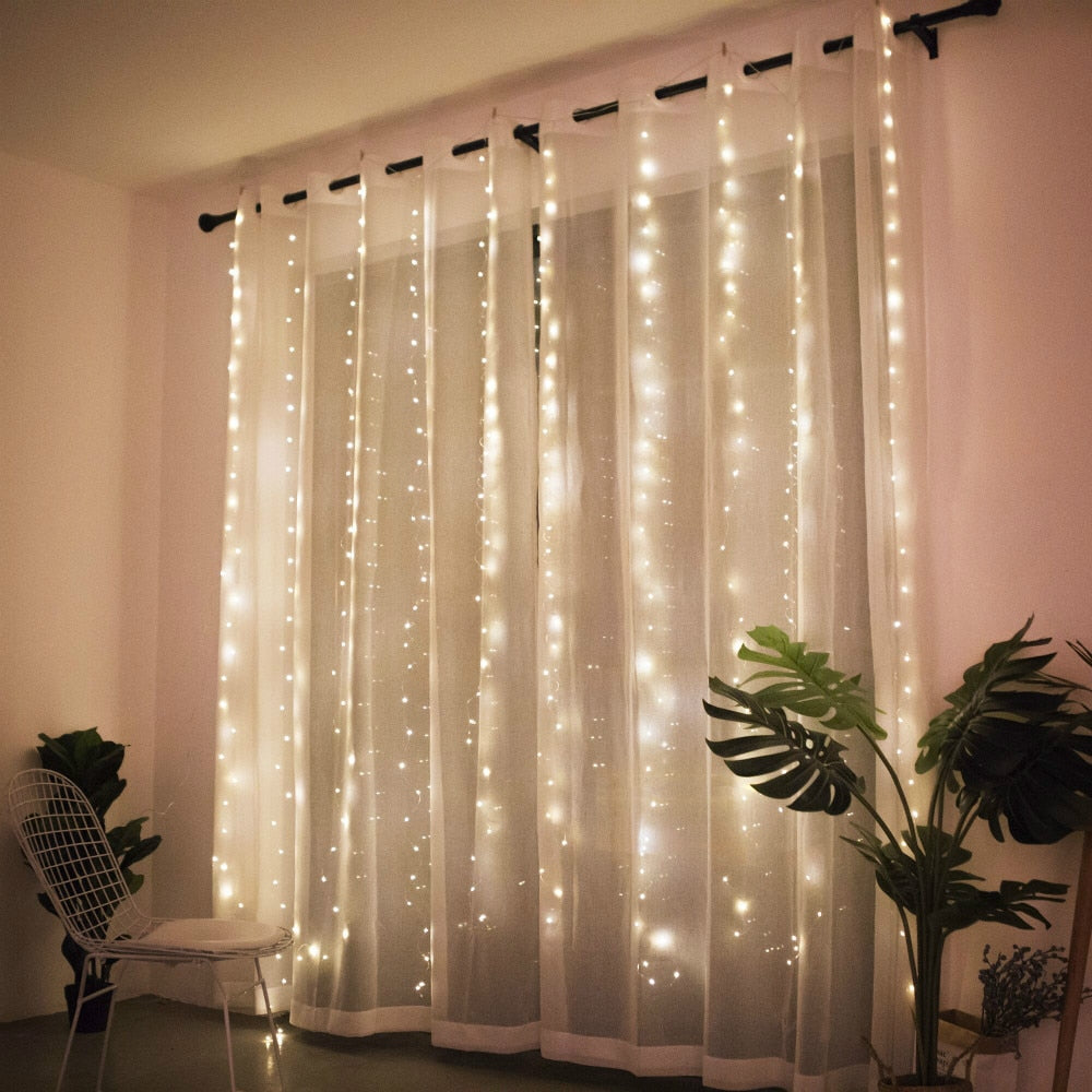 Christmas Curtain Light Garland Decor