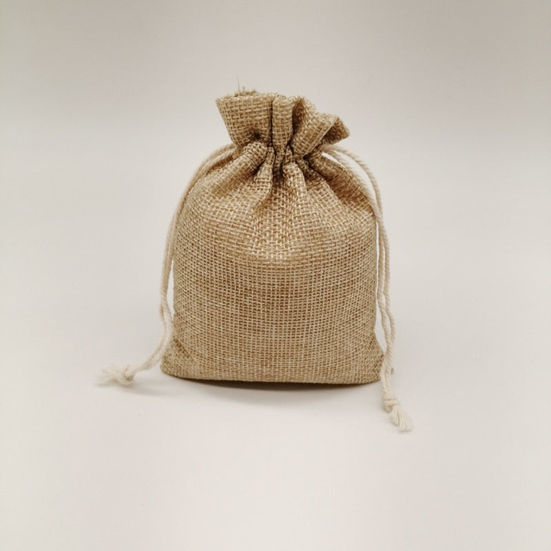 Natural Linen Burlap Bag Jute Gift Bag Drawstring