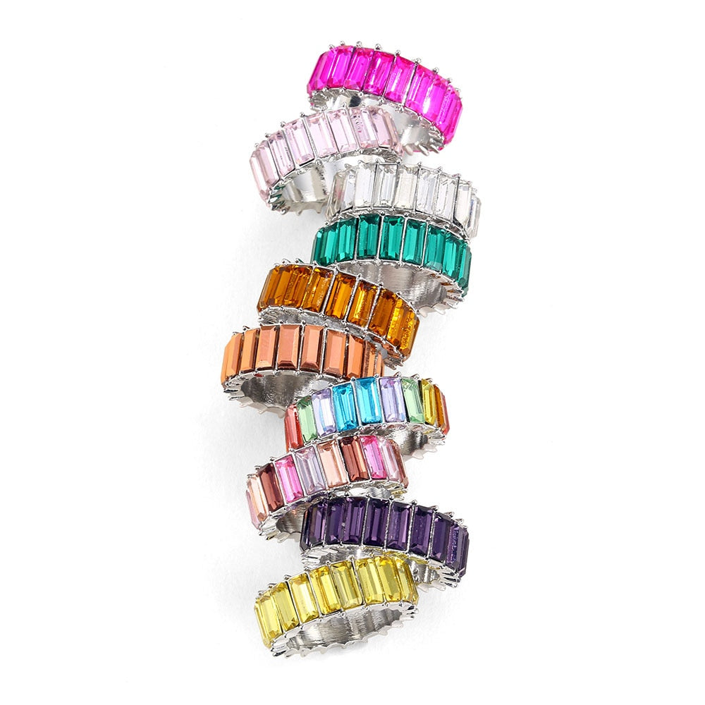 Crystal Ring For Women Light Luxury Multicolor Fashion Ring Party