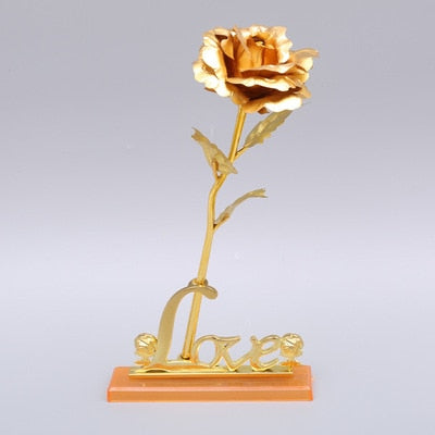 24K Plated Gold Rose Flower Artificial Flower Foil Rose