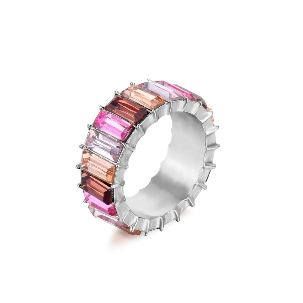 Crystal Ring For Women Light Luxury Multicolor Fashion Ring Party