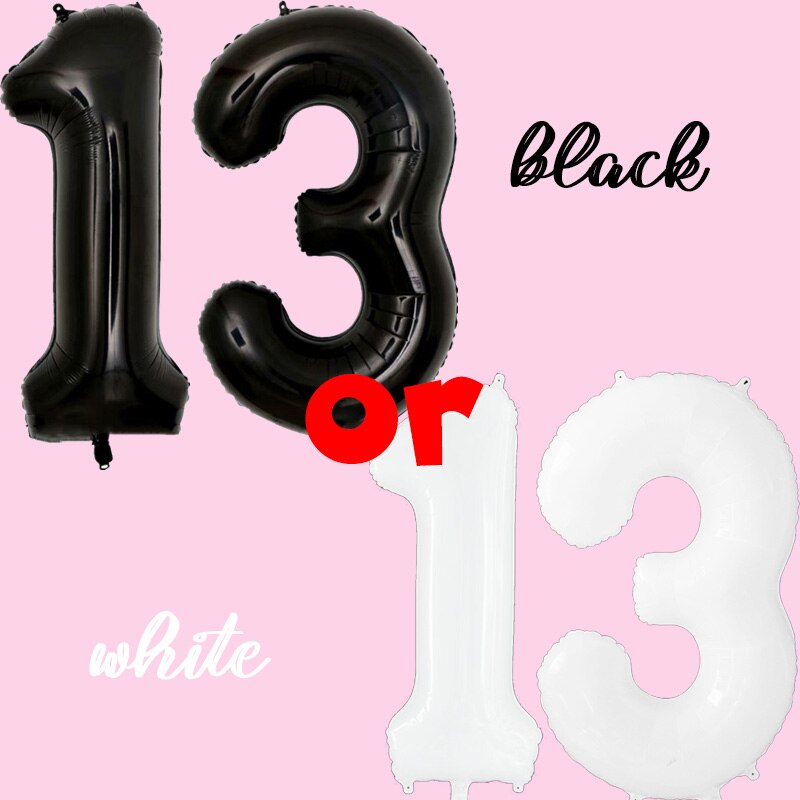 Black Figure Number Foil Balloon Banner Birthday Decoration