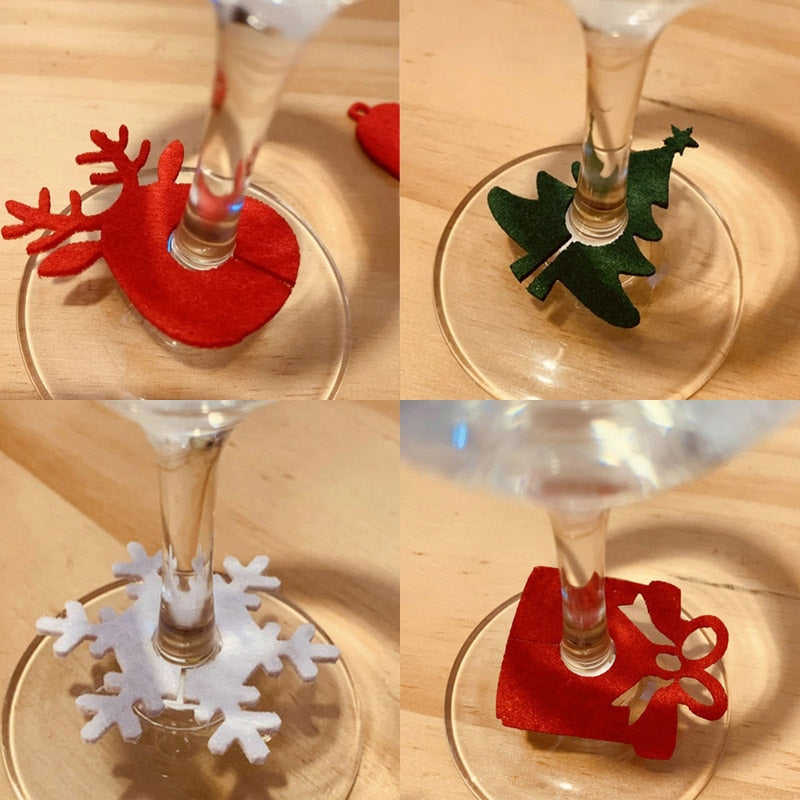 Felt Wine Cup Glass Ring Card Christmas Home Decoration Table