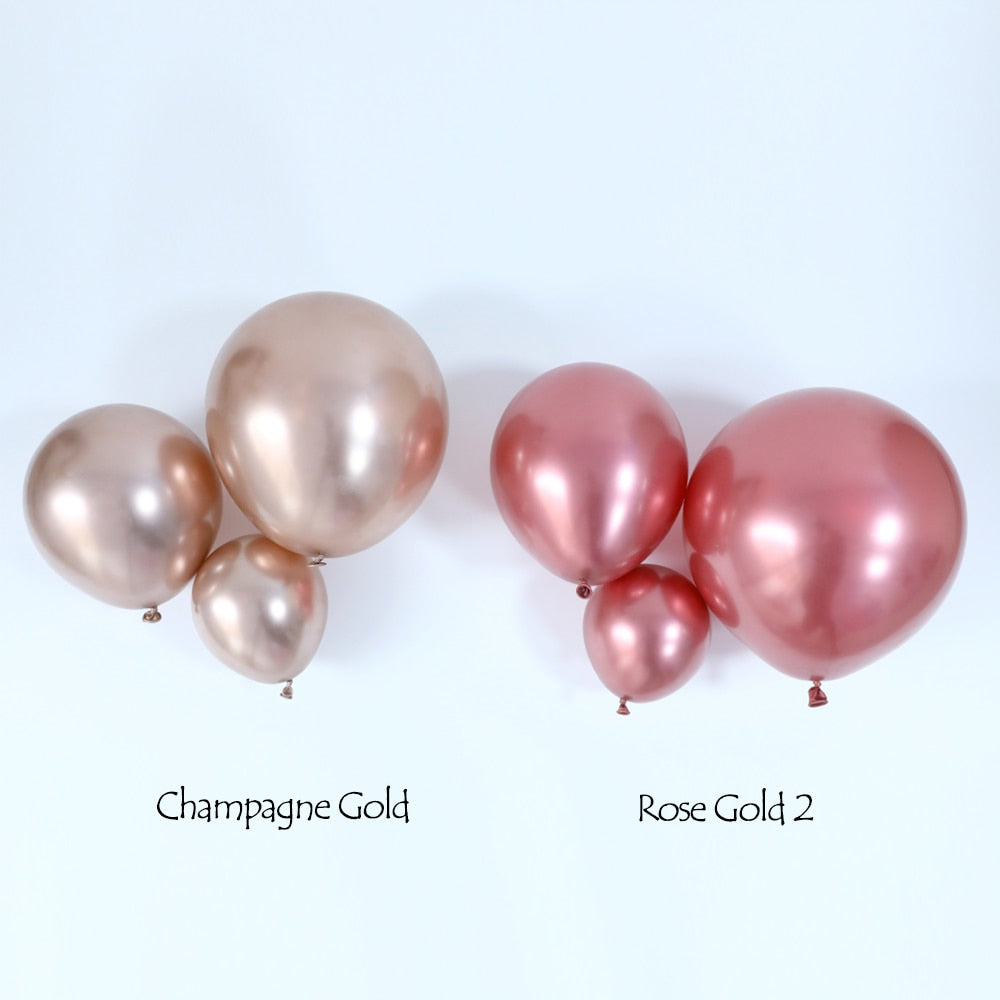 Rose Gold Champagne Gold Chrome  Balloons Chrome Metal