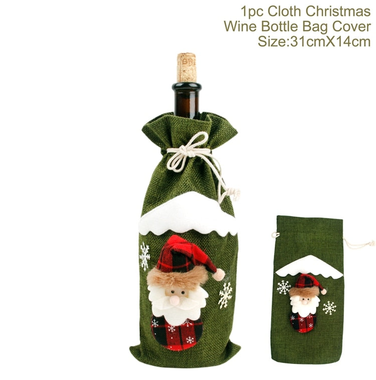 Christmas Santa Claus Wine Bottle Cover