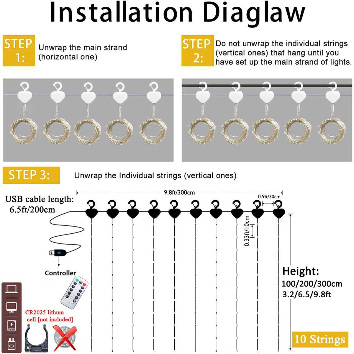 LED Curtain String Light Garland Party Table Bachelorette