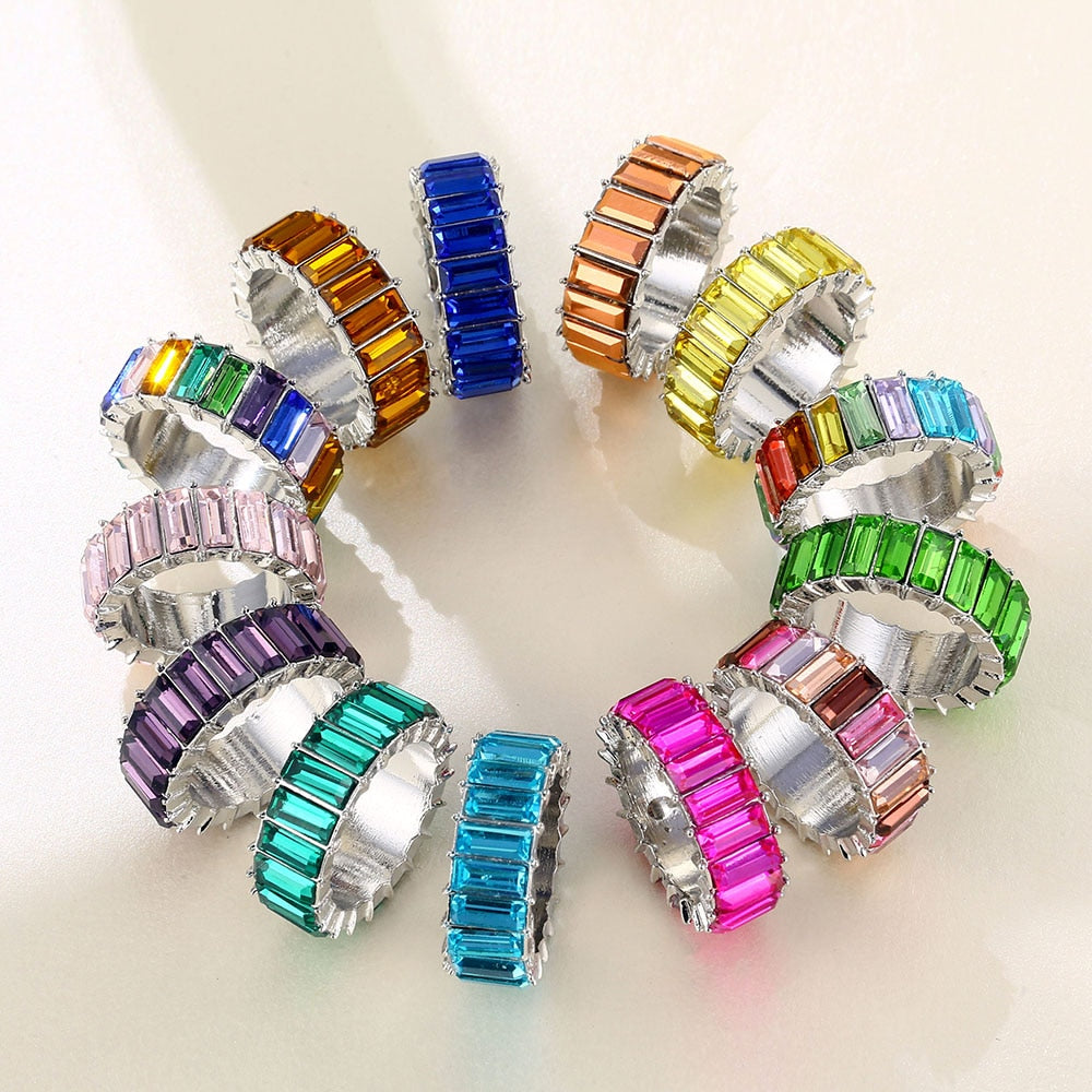 Crystal Ring For Women Light Luxury Multicolor Fashion Ring Party