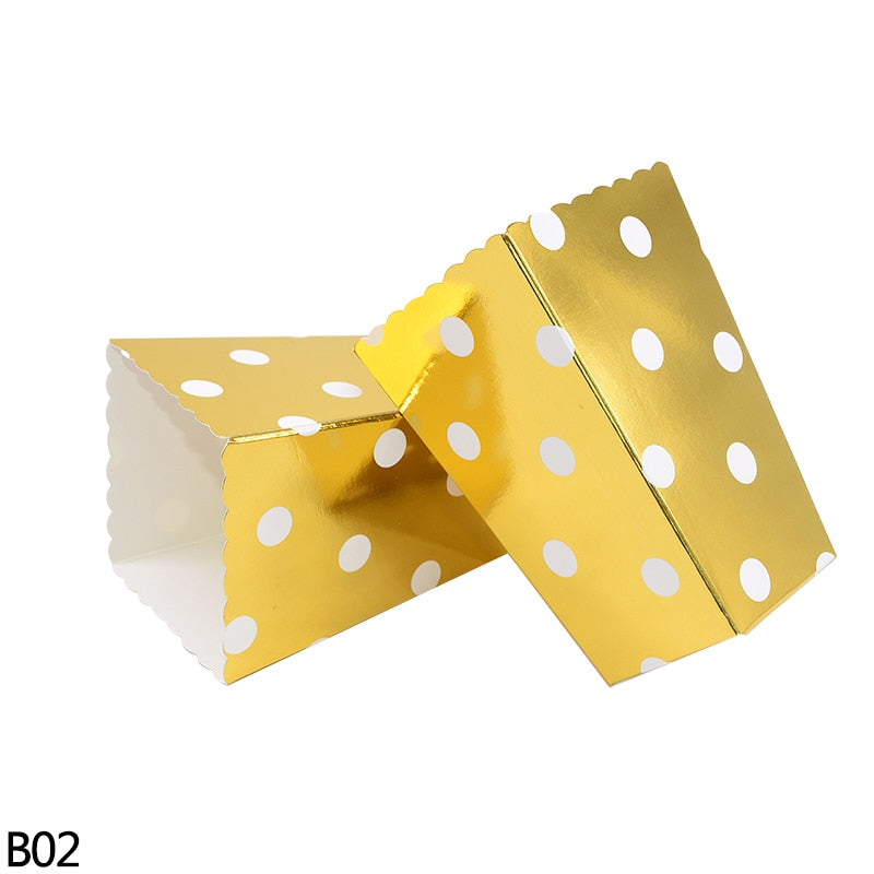 Gold Silver Dot Wave Striped Paper Popcorn Box