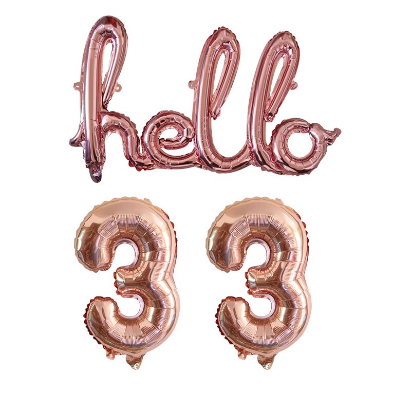 Rose Gold Hello 30 Baby Balloons number Balls Inflatable