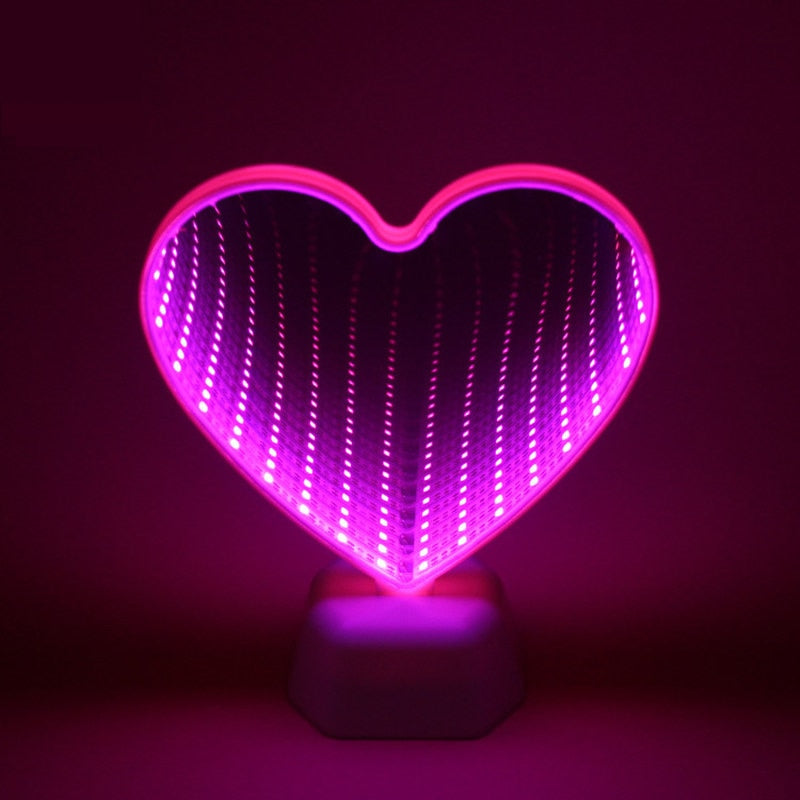 3D LED Night Light Love Heart Lamp Both Sides Mirror