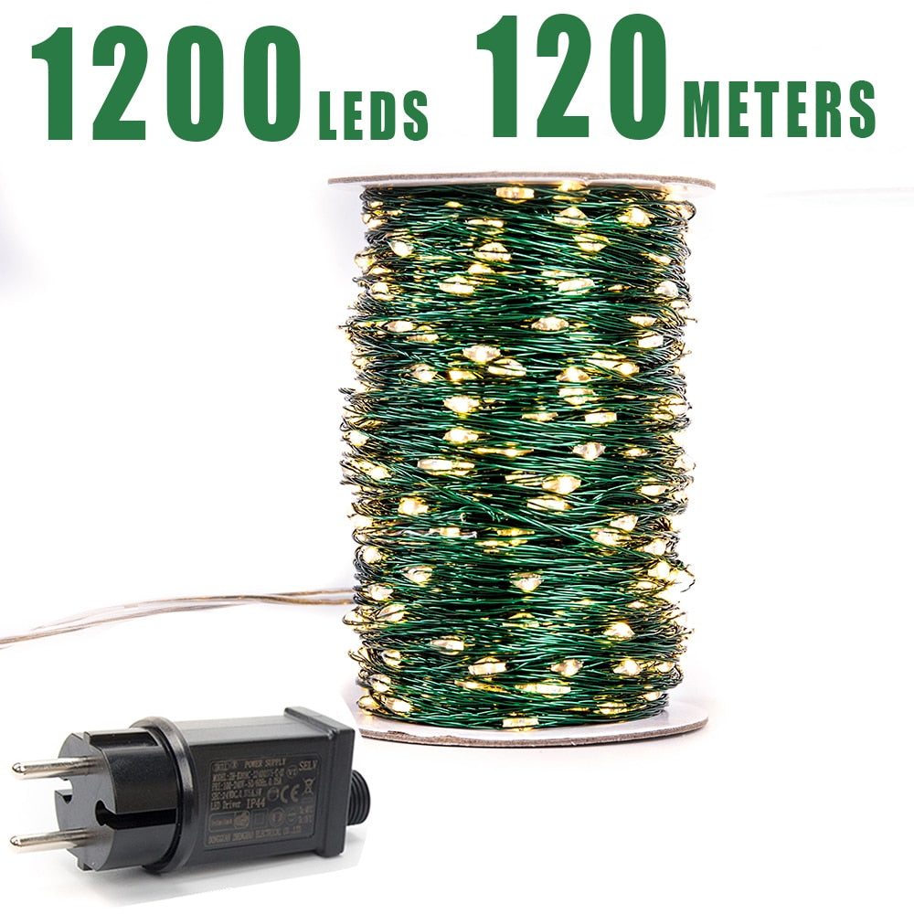 Green Cable LED String Christmas Fairy Lights