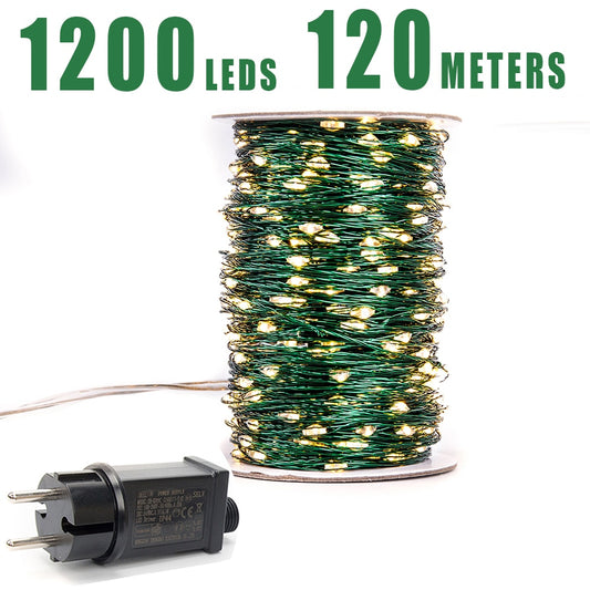 Green Cable LED String Christmas Fairy Lights