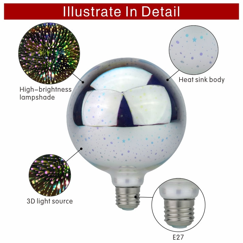 3D Decoration LED Bulb Edison Light Bulb Star Lamp Bubble Ball Bulb