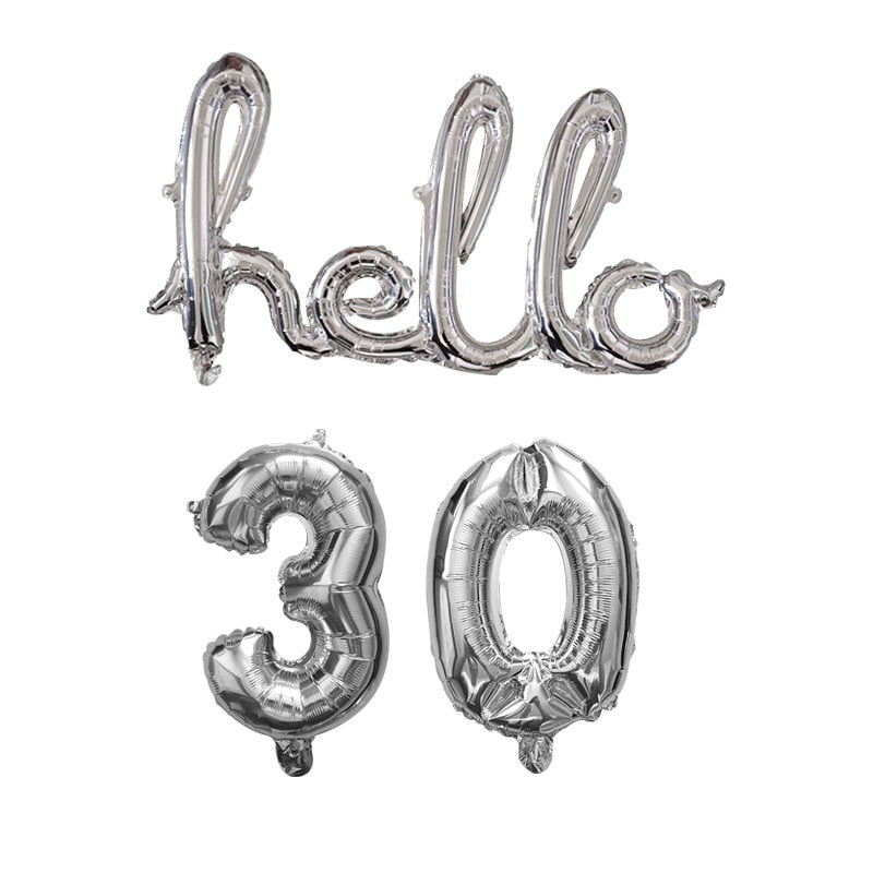 Rose Gold Hello 30 Baby Balloons number Balls Inflatable