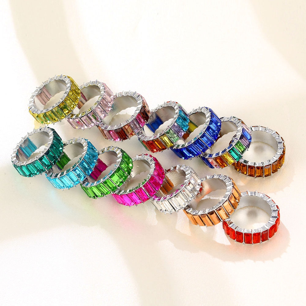 Crystal Ring For Women Light Luxury Multicolor Fashion Ring Party