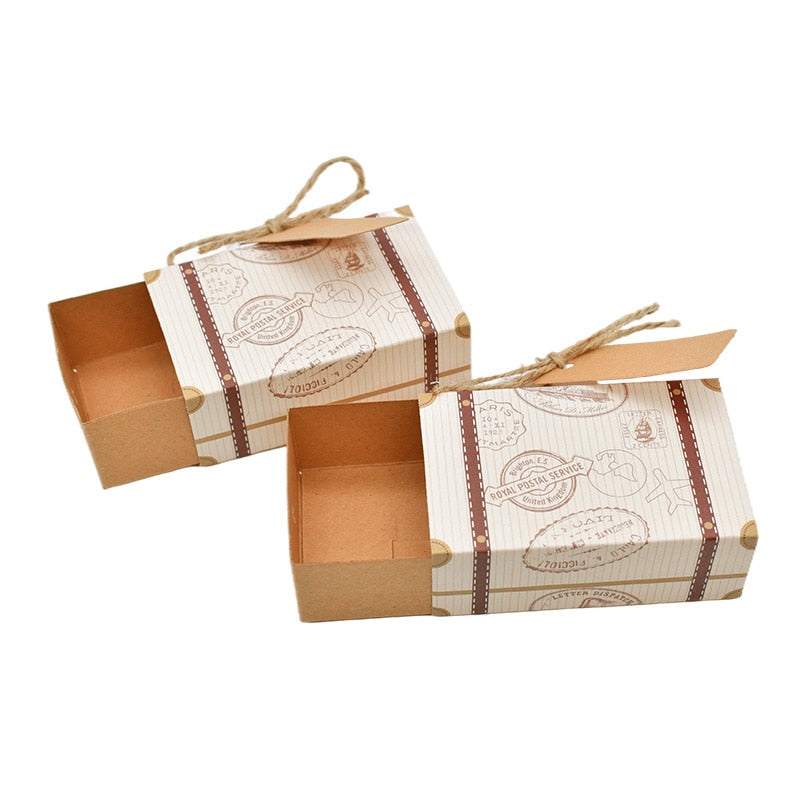 Travel Suitcase Candy Box Kraft Paper Gift Boxes