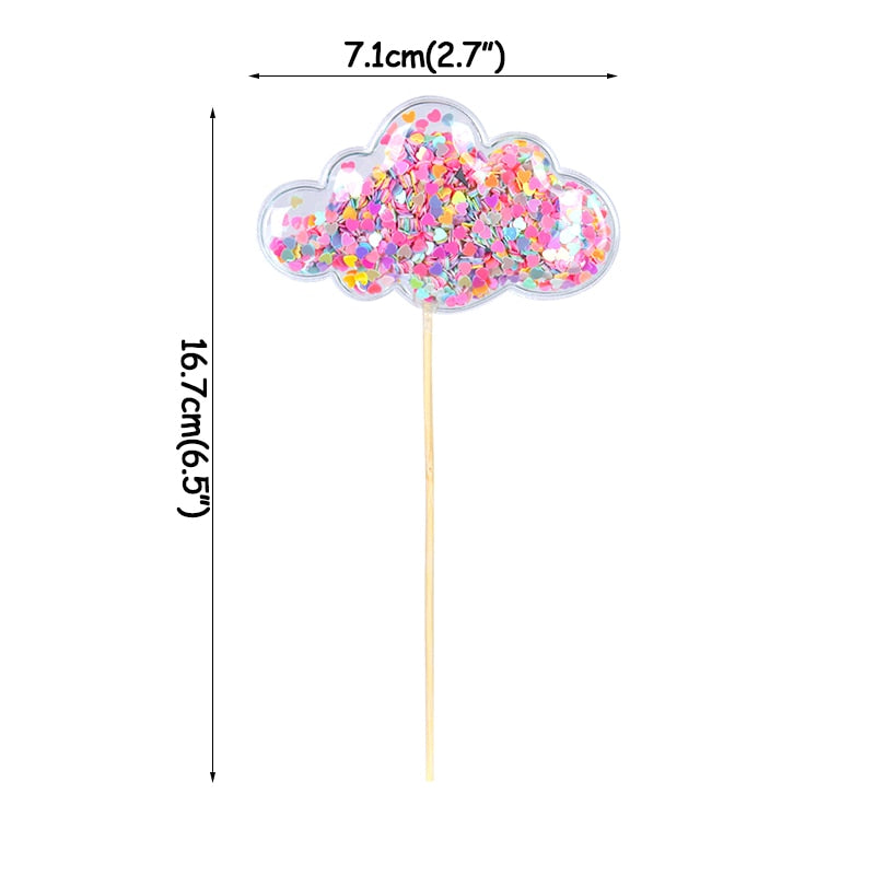 Rainbow Cake Toppers Unicorn Cloud Balloon Cake Flags