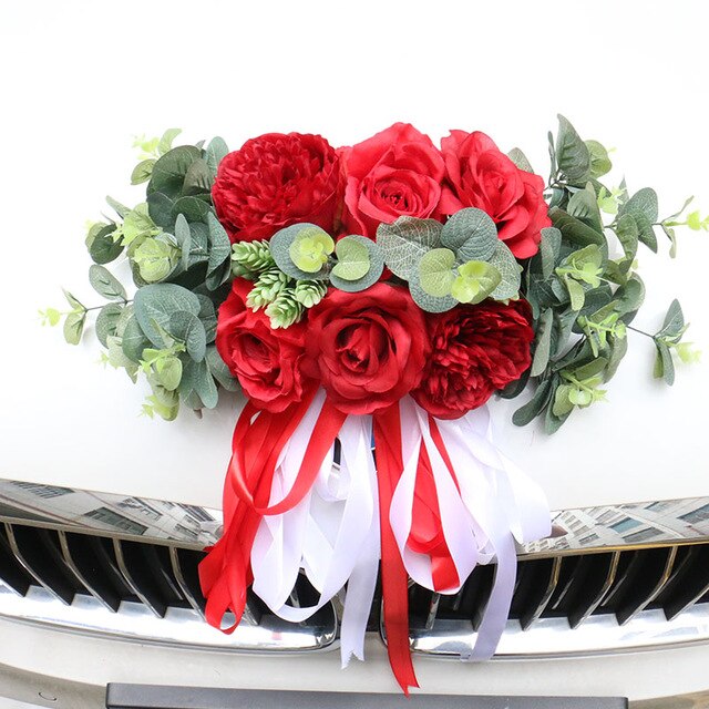 Artificial Flower Wedding Car Decor Kit Silk Fake Rose