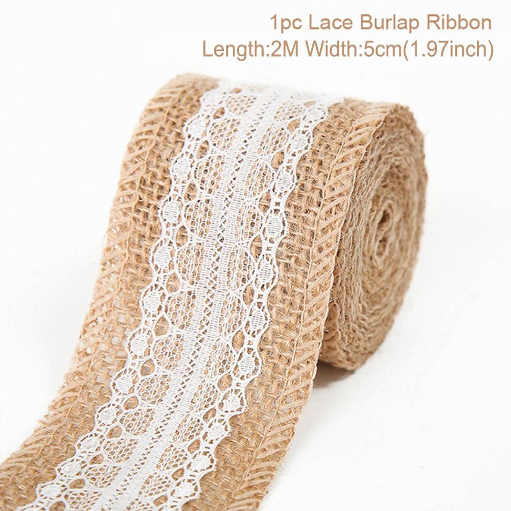 Jute Burlap Rolls Hessian Ribbon With White Lace