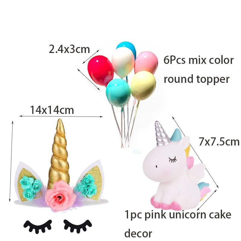 Rainbow Cake Toppers Unicorn Cloud Balloon Cake Flags