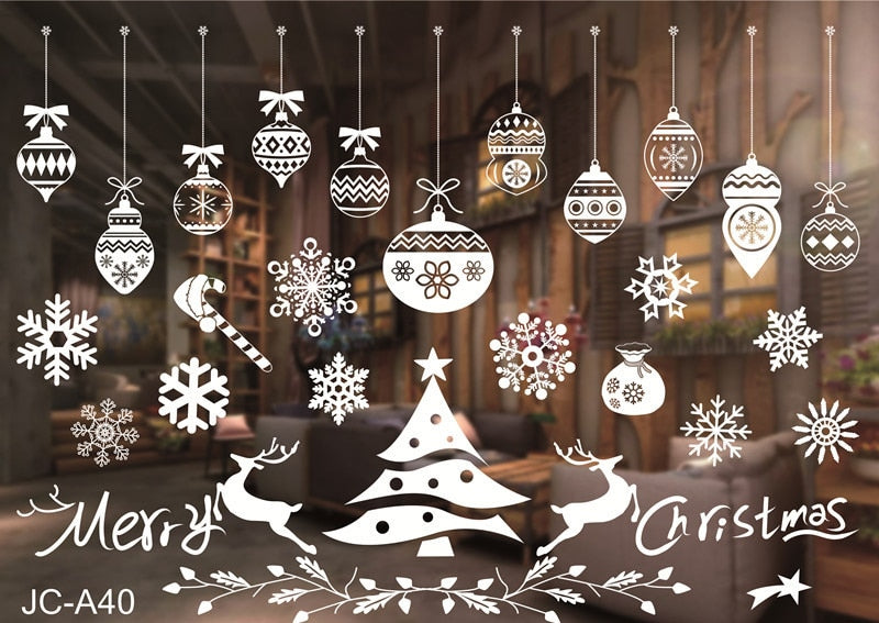 White Snowflake Christmas Wall Stickers Christmas Decorations