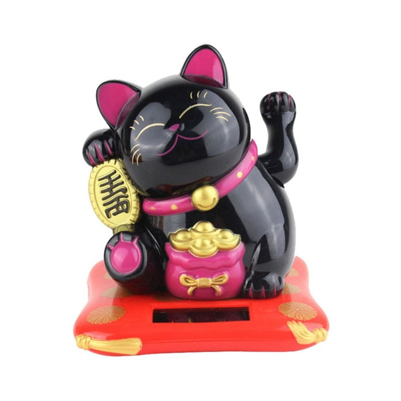 Solar Powered Waving Arm Fortune Cat Lucky Cat