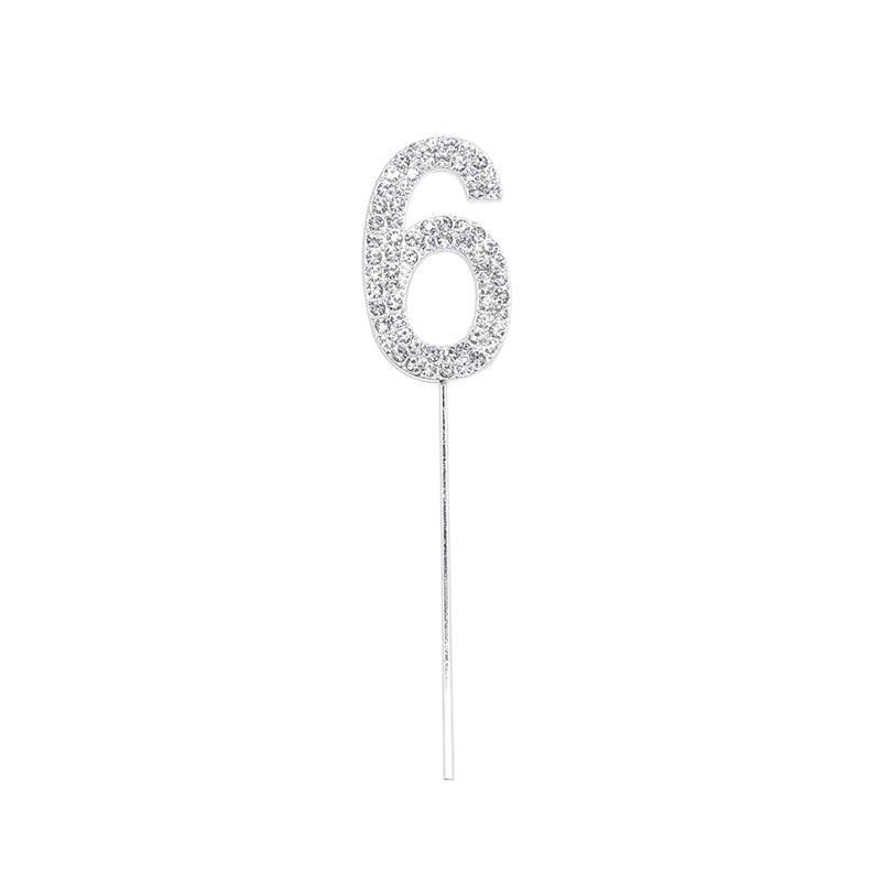 1Piece Glitter Alloy Rhinestone Number Toppers