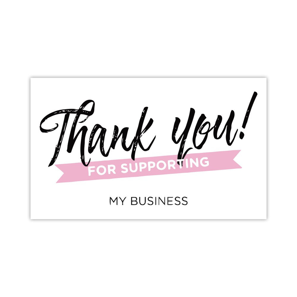 Pink Thank You Card For Supporting Business Package