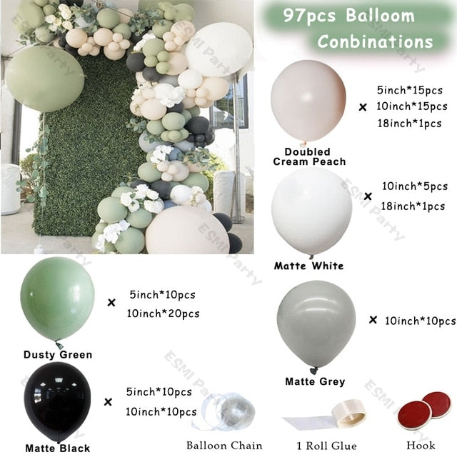 Sage Green Balloons Garland DIY Decoration