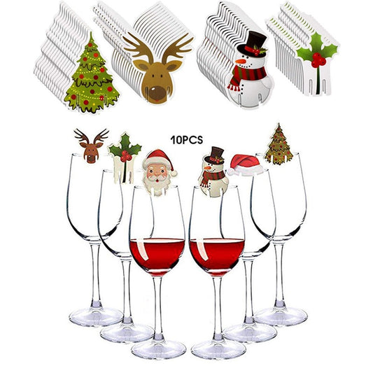 Wine Cup Card Christmas Decor Santa Hat Glass Decor Xmas Tree Snowman