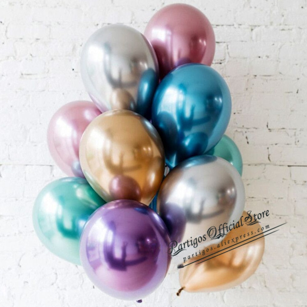 Glossy Metal Pearl Latex Balloons Thick Chrome Metallic