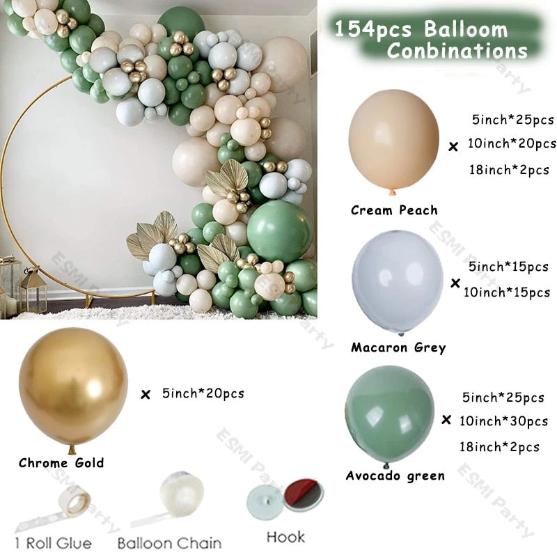 Sage Green Balloons Garland DIY Decoration