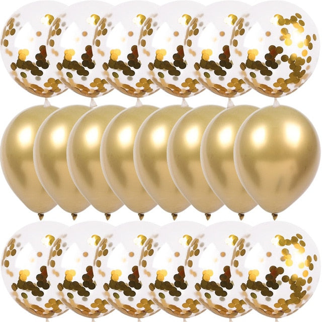 Gold Confetti Balloons Set Metallic Chrome balloon