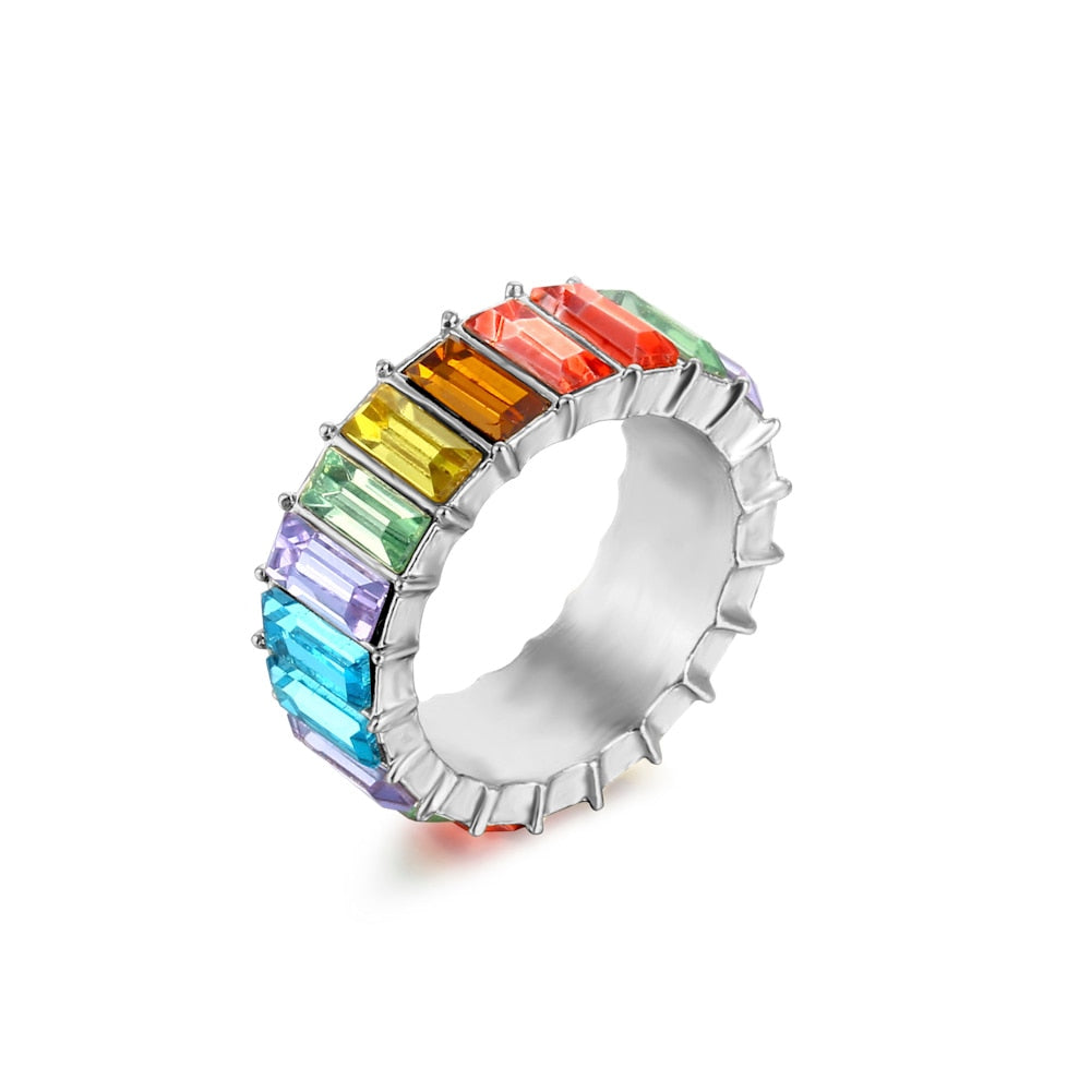 Crystal Ring For Women Light Luxury Multicolor Fashion Ring Party