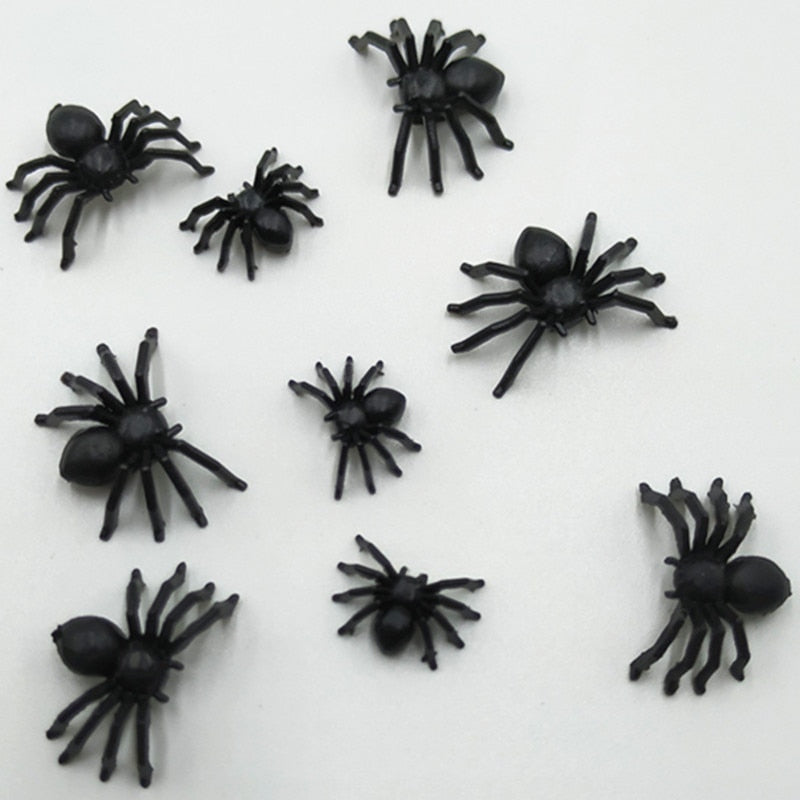 Halloween Decorative Spiders Small Black Plastic