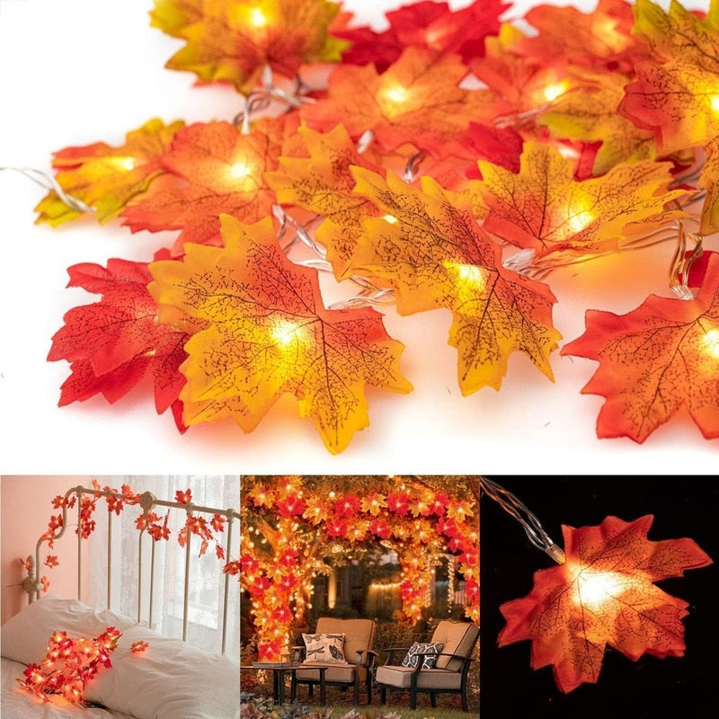 Autumn Maple Leaves Garland Led Fairy Lights