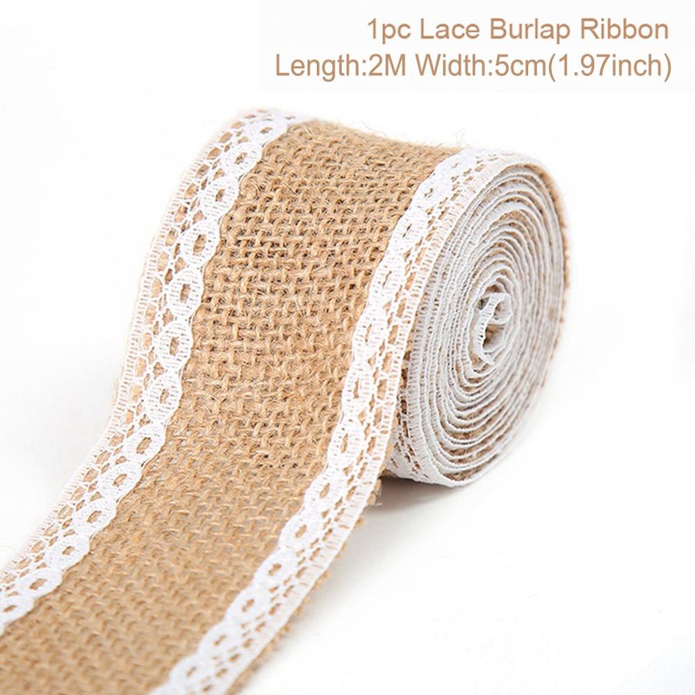 Jute Burlap Rolls Hessian Ribbon With White Lace