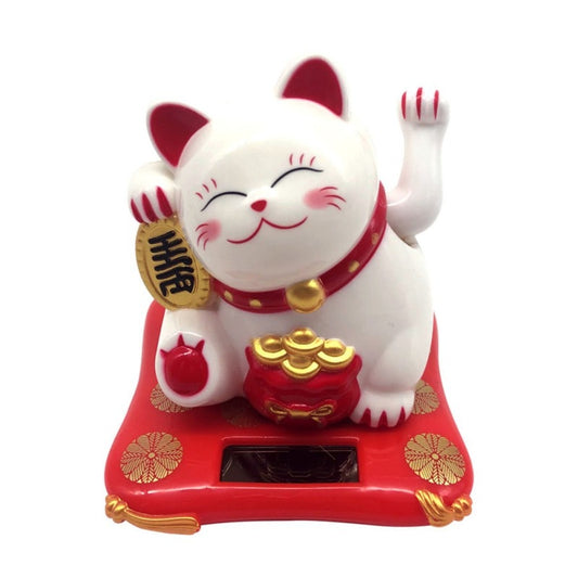 Solar Powered Waving Arm Fortune Cat Lucky Cat