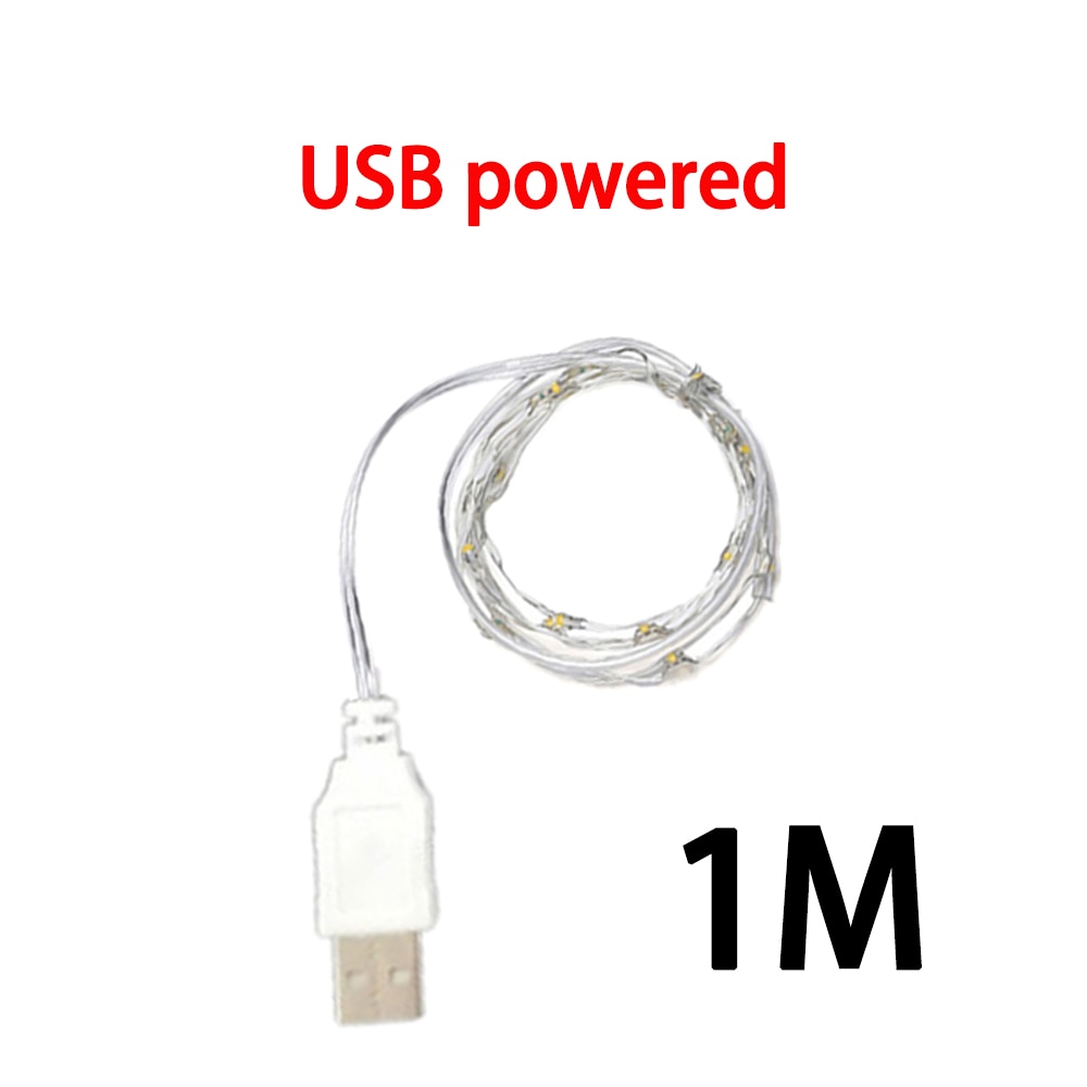 USB Led Fairy Lights Battery Copper Wire String Holiday