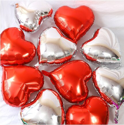 Gold Silver Red Heart Love Balloon Pure Color Foil Helium