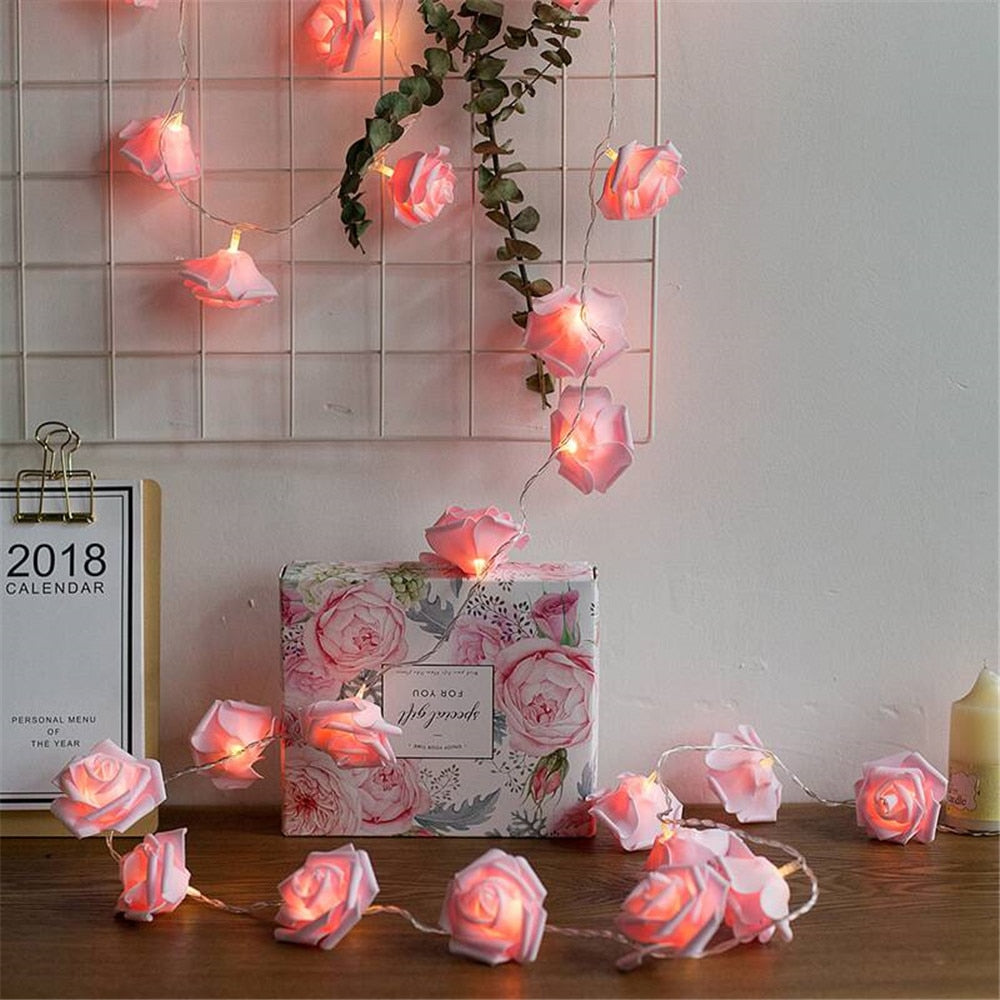 LED Rose Flower String Lights  Flower Garland for Valentine