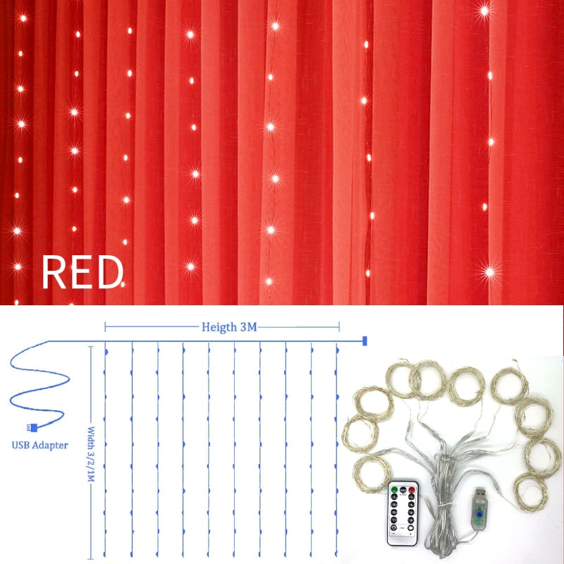LED Curtain String Garland Rustic Wedding Party Decoration