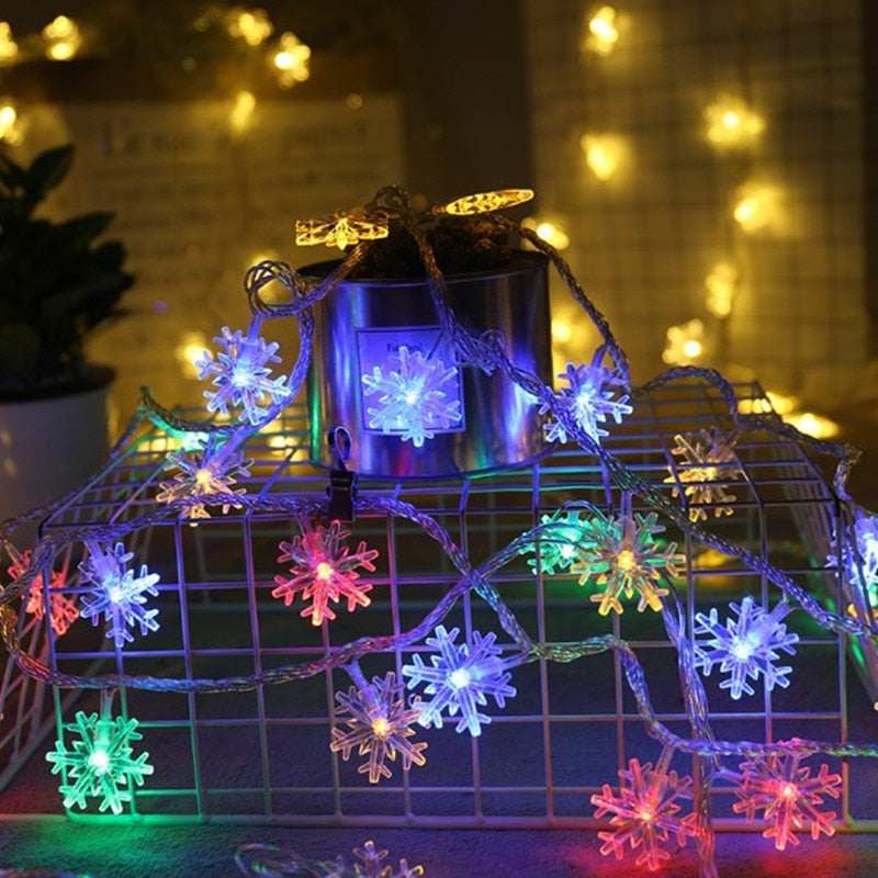 LED Garland Holiday Snowflakes String Fairy Light